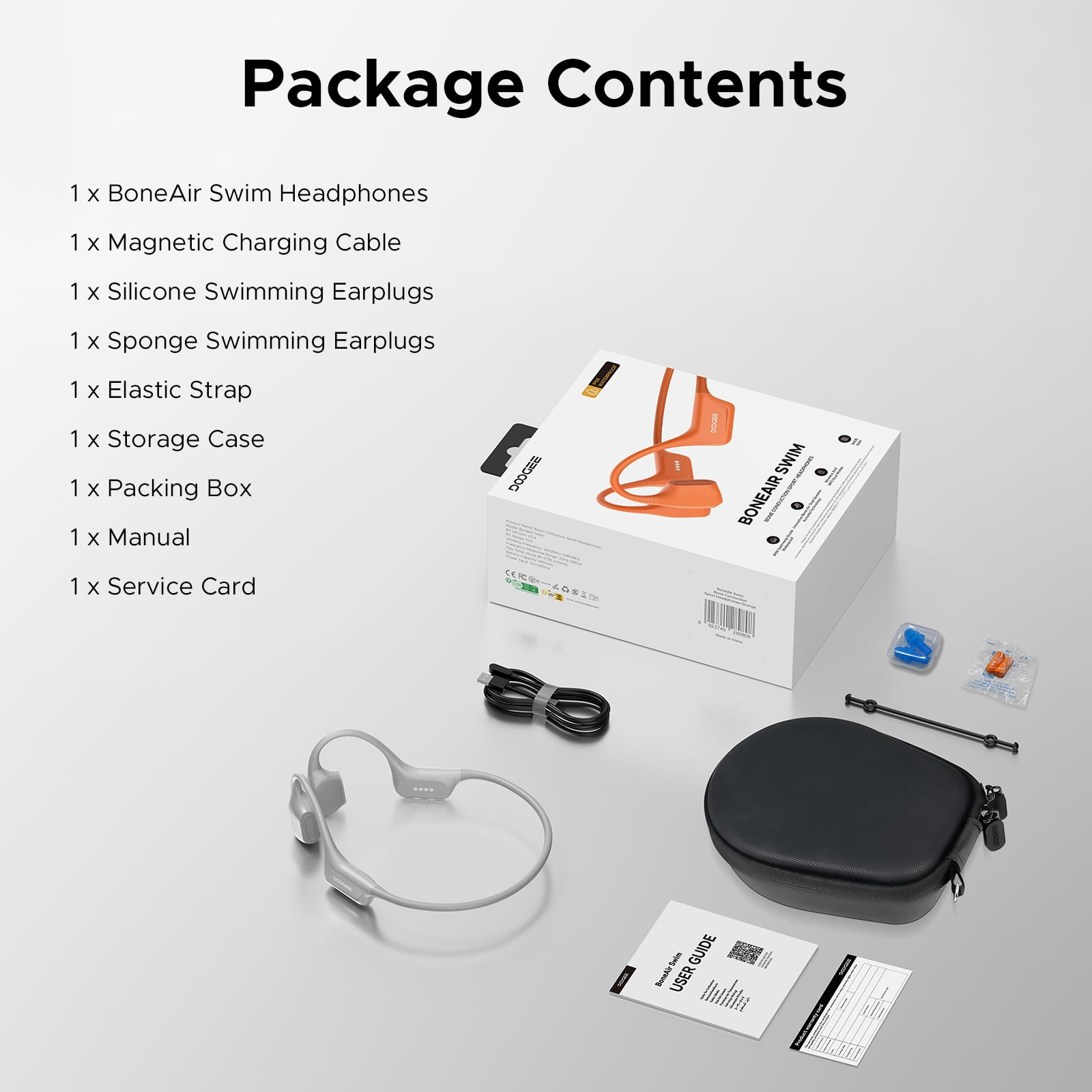 Doogee Bone Conduction Headphone, IP68 Waterproof Swimming Headphones Wireless Bluetooth 5.4, Dual Drivers, Bone Air Conduction, Sport Open-Ear Headphones for Swimming, Running, Cycling