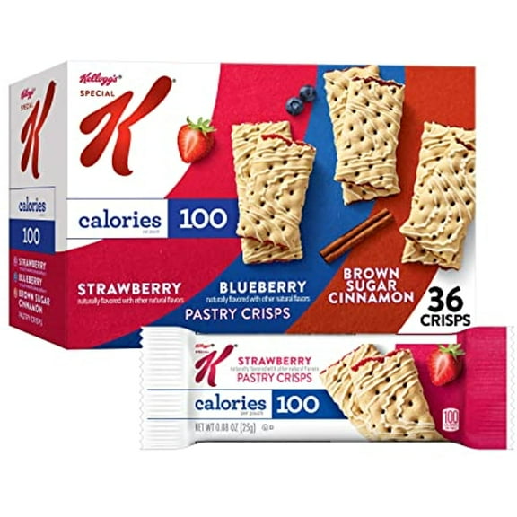 Kelloggs Special K Pastry Crisps, Breakfast Bars, 100 Calorie Snacks, Variety Pack, 15.84Oz Box (36 Crisps)