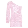thumbnail image 4 of Runhomal Robe à Paillettes pour Filles Scintillante à une Épaule Bal Concert Fête Tenue Moulante Crayon Robes Rose 14, 4 of 6