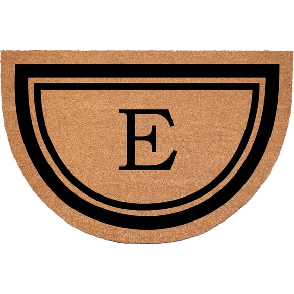 Calloway Mills 152962436HC E Half Circle Black Border 24" x 36" Monogram Doormat (Letter E)