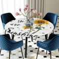 thumbnail image 5 of Elastic Fitted Round Tablecloth, Sunflower Sunshine Waterproof Stretch Table Cover for 36"-44" Tables, Pastoral Bees Farmhouse Floral Washable Outdoor Tablecloths for Patio, Picnic, Camping, 5 of 9