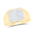 thumbnail image 3 of 10kt Yellow Gold Mens Round Pave-set Diamond Square Cluster Ring 1/4 Cttw, 3 of 3