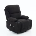 thumbnail image 2 of Black Power Recliner Chair for Seniors, Remote-Controlled Heating & Massage, Assistive Lift Recliner with Cup Tray, Corduroy Upholstery, Medium-Firm, Classic American Style for Living Room, 2 of 9