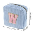 thumbnail image 2 of Unique Bargains 1 Pc Letter W Pattern Makeup Bag for Travel Blue Corduroy, 2 of 6