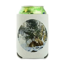 Deer in the Snow Can Cooler - Drink Sleeve Hugger Collapsible Insulator - Beverage Insulated Holder