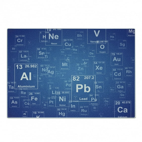 Science Cutting Board, Chemistry Tv Show Inspired Image Periodic Element Table Print Art, Decorative Tempered Glass Cutting and Serving Board, Small Size, Blue and White, by Ambesonne