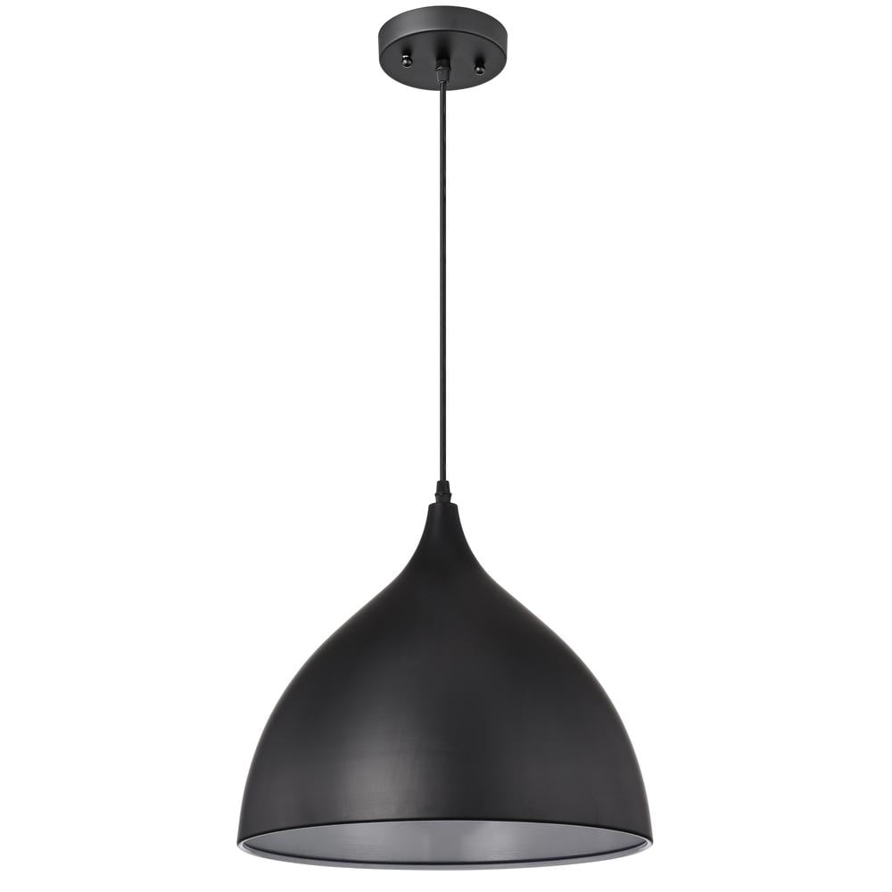 CHLOE Walter Industrial 1 Light Textured Black Mini Pendant Ceiling Fixture 14"