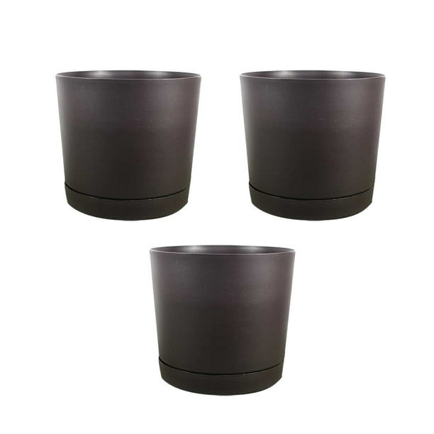 Bewildely Crecimiento de plantas con 3 uds. Macetas de flores elegantes y duraderas Jardines Belleza Resina Plantas Macetas Macetas Jardín y Patio Marrón rojizo