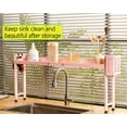 thumbnail image 5 of Over Stove Shelf Stove Top Organizer Shelf for Kitchen with Extra Basket and Hooks Adjustable 27 to 32 Inches Pink Over the Sink Spice Rack for Countertop (Pink), 5 of 8
