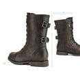 thumbnail image 3 of BURUDANI Women's Ankle Bootie Winter Lace up Mid Calf Military Combat Boots TERRAN BROWN Size 6, 3 of 5