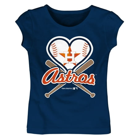 - MLB Houston ASTROS TEE Short Sleeve Girls Cotton Jersey Team Color 12M-4T