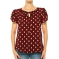 thumbnail image 4 of Heo Clothing Solid Print Tie Neck Short Sleeve Blouse, Women's, 4 of 5