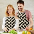 thumbnail image 3 of Black Beige Chevron Pattern Apron-Garden Aprons for Women with Pockets-Cotton Linen Waterproof Kitchen Cooking Gardening Aprons Adjustable for Kitchen,Cooking,BBQ and Salon 33x27 Inch, 3 of 7