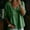 1372#Green, variant on Women's Summer Boho 3/4 Sleeve Tunic Top Flowy Casual Loose Cute Pleated Blouse Shirts Light Blue 2XL