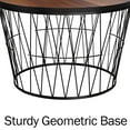 thumbnail image 5 of Lavish Home Round Coffee Table with Geometric Metal Base, Brown/Black, 5 of 7
