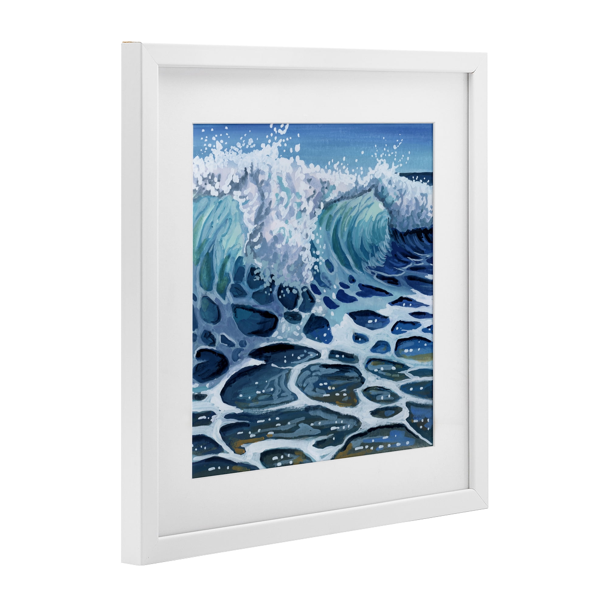 Stupell Industries Strong Crashing Waves on Beach White Framed Print Under Glass, design by Kate Jarvik Birch