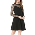 thumbnail image 4 of MODA NOVA Junior's Mesh See Through Heart Polka Sheer Skater Dress, 4 of 5