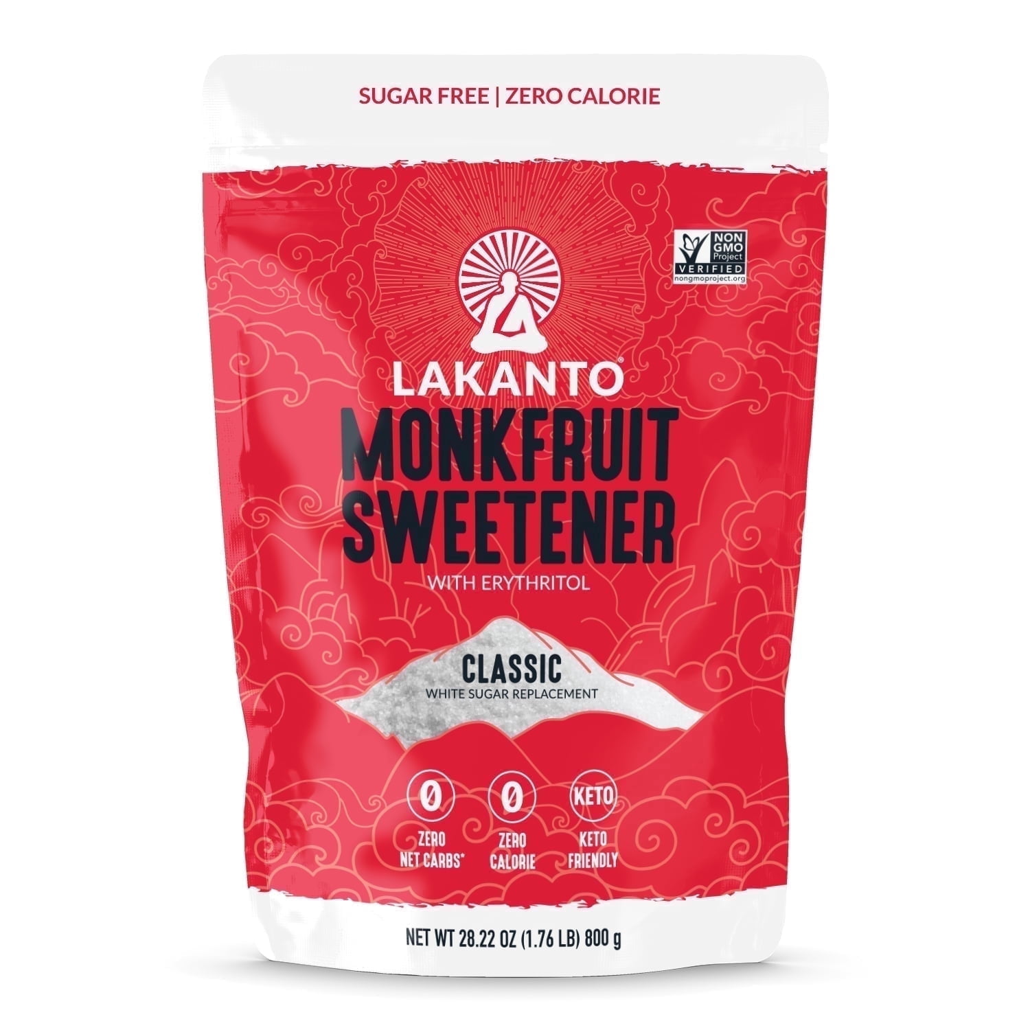 (2 pack) Lakanto Classic Monk Fruit Sweetener - White Sugar Substitute, Zero Calorie, Keto Diet Friendly, Zero Net Carbs, Zero Glycemic, Baking, Extract, Sugar Replacement (Classic White - 1.76 lbs)