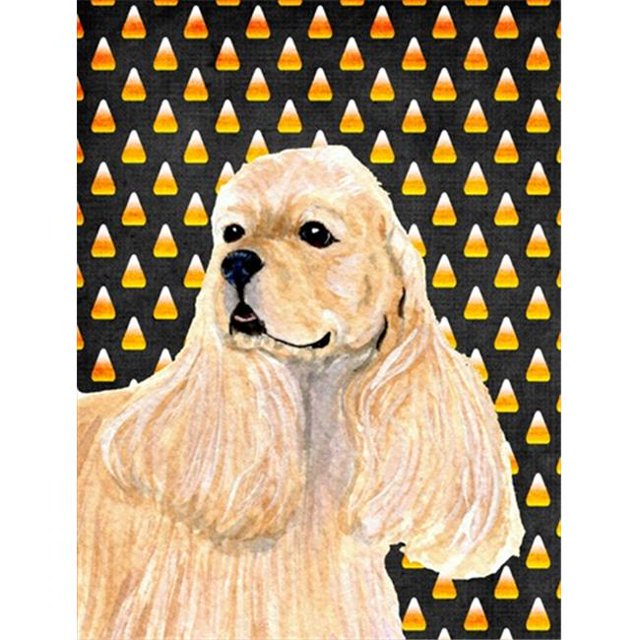 11 x 15 Po. Drapeau de Jardin Portrait d'Halloween Maïs Bonbon Cocker Spaniel