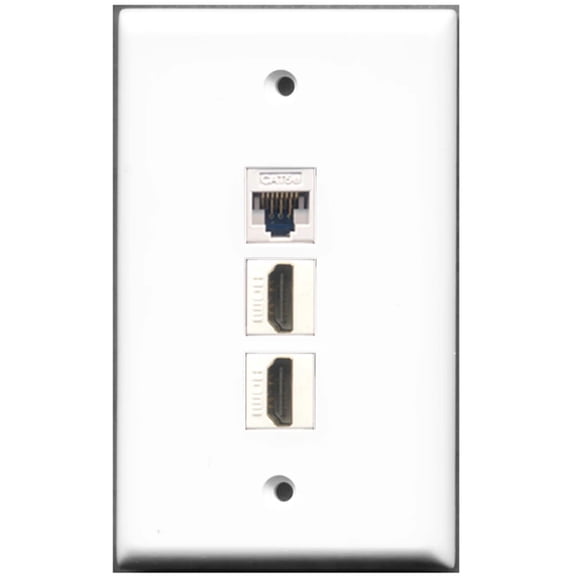 Ultra Spec Cables 2 Port HDMI 1 Cat5e Ethernet Wall Plate w/Female/Female Jacks