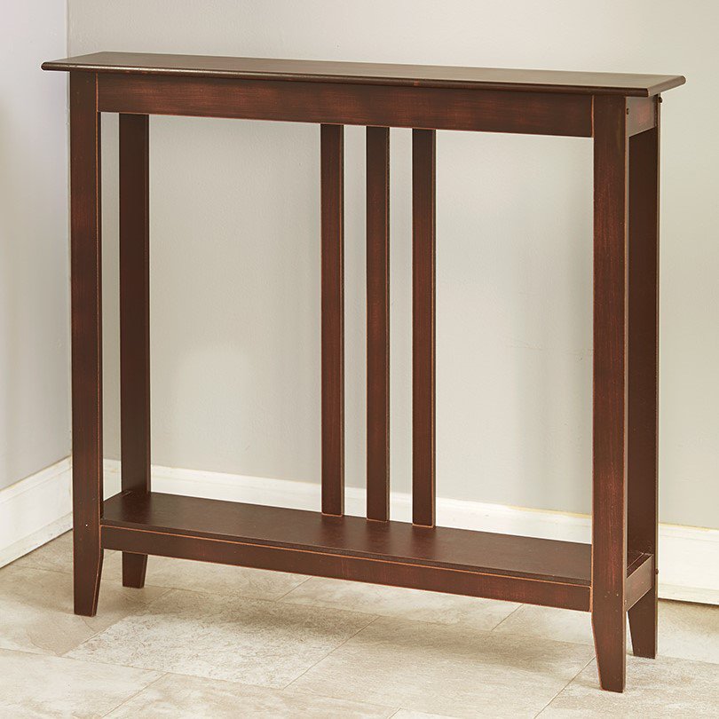 Slim Entryway Home Accent Table with Antique Finish Dark Brown
