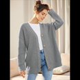 thumbnail image 4 of Suéteres de Rayas para Mujer, Suéteres de Botones Grandes, Cuello en V, Prendas de Punto Sueltas. Gris XXL, 4 of 7