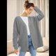 thumbnail image 4 of Suéteres de Rayas para Mujer, Suéteres de Botones Grandes, Cuello en V, Prendas de Punto Sueltas. Gris XL, 4 of 7
