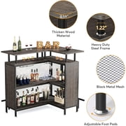 Tribesigns L-Shaped Liquor Bar Table with Stemware Racks and 2-Tier Shelves Corner Mini Bar Cabinet Coffee Bar Table