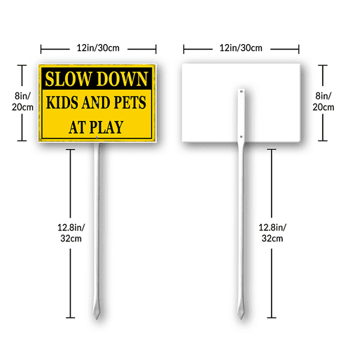 Kurmntregon Slow Down Kids And Pets At Play Yard Sign With Stake Caution Neighborhood Aluminum Outdoor Lawn Roads Street Business Porch Farmhouse Ranch Farm Courtyard Traffic 8x12inch