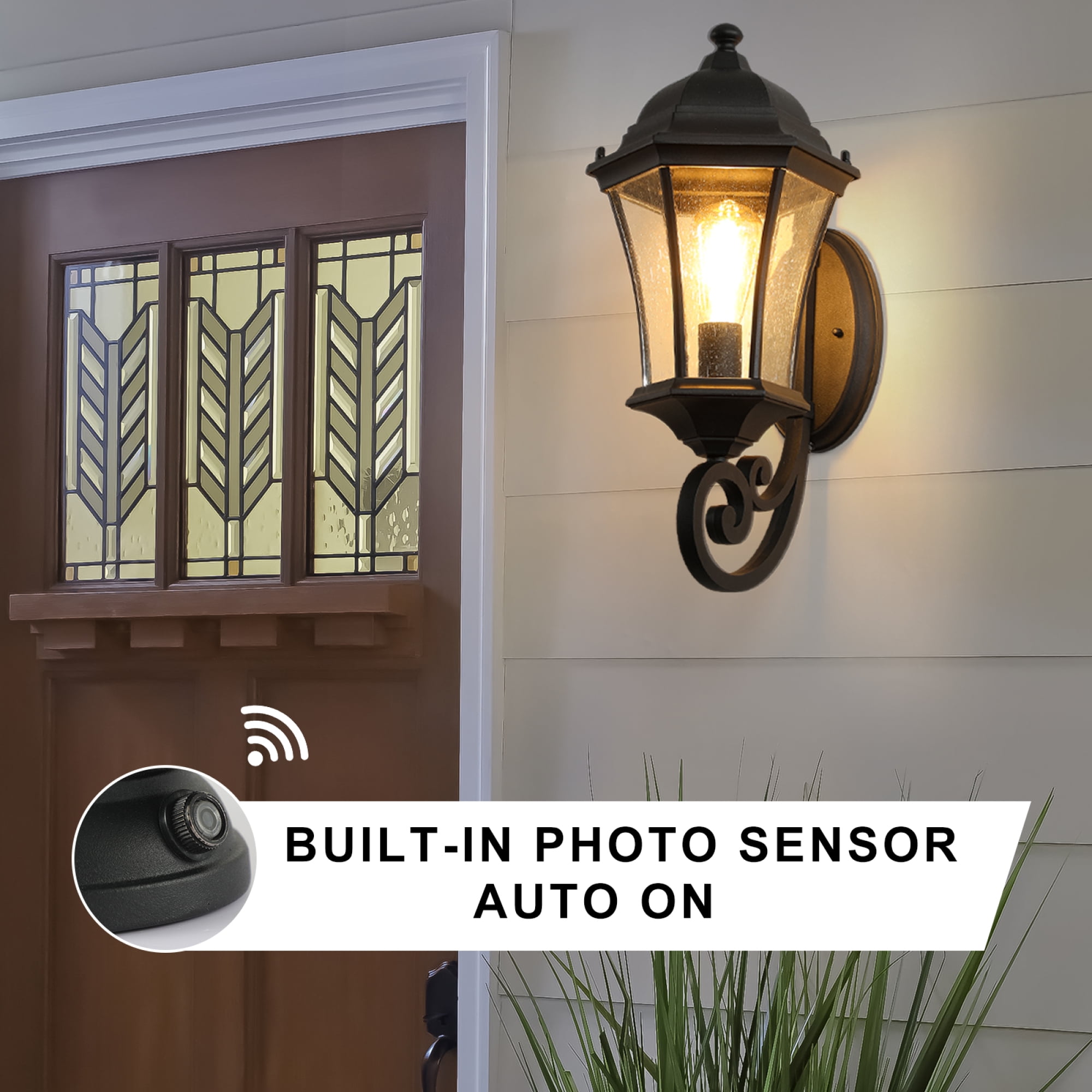 Leumius 1-Pack Vintage Wall-Mounted Outdoor Lantern Light, Elegant Black Metal Sconce for Porch, Patio and Garden Lighting (Bulb Not Included)