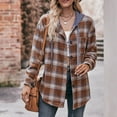 thumbnail image 4 of Azrian Cyber Sweaters Plus Size Women's Fashion Loose Plaid Printed Hooded Jacket XL,Brown, 4 of 5