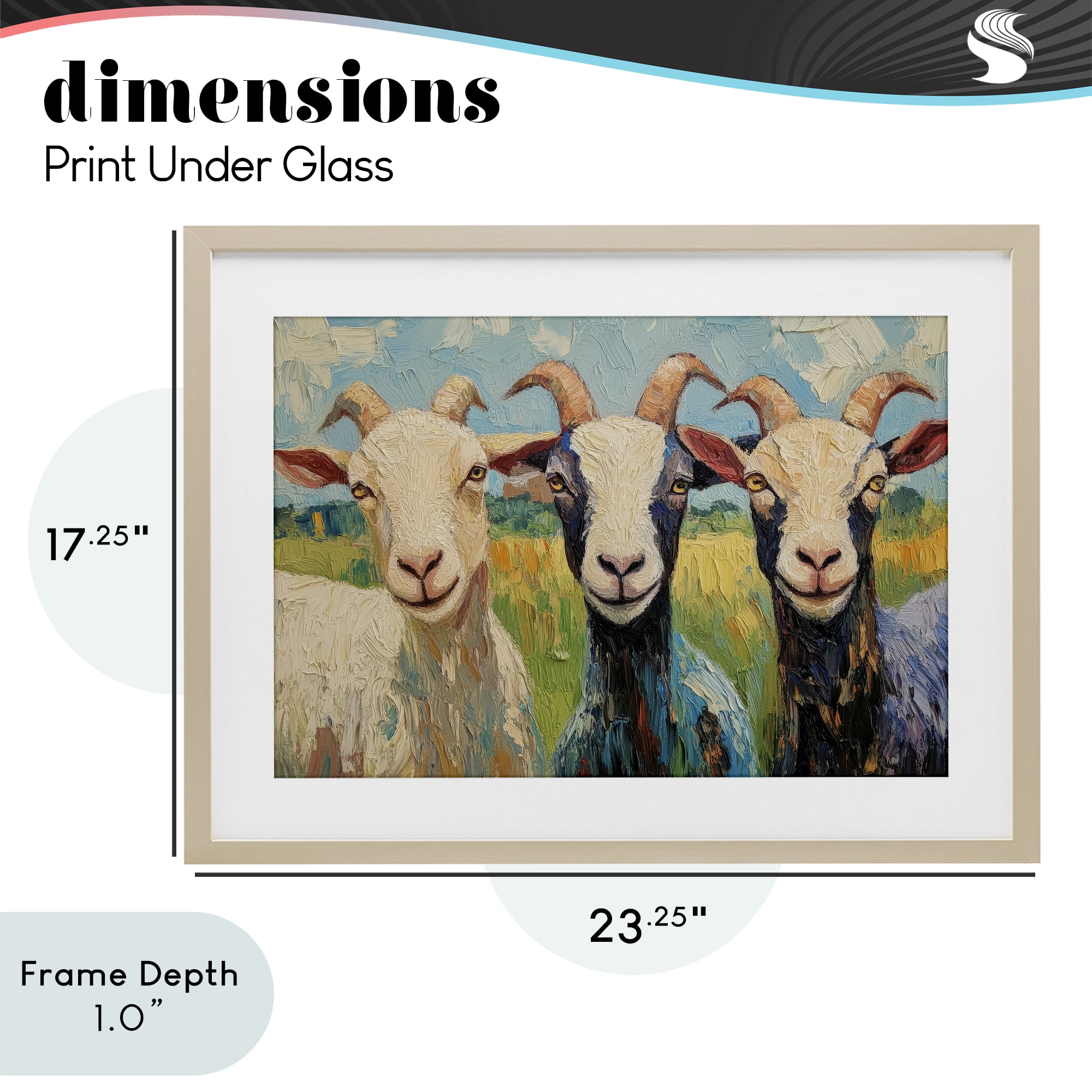 Stupell Industries Billy Goats in Bright Pasture Birch Framed Print Under Glass, design by Petal Prints Design