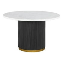 Furniture of America Jaine 54" Round Indoor Dining Table, Black and White