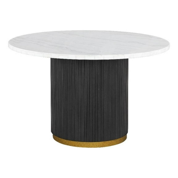Furniture of America Jaine 54" Round Indoor Dining Table, Black and White