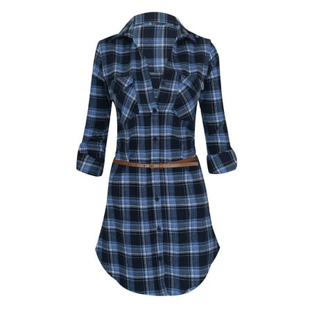 button down plaid dress