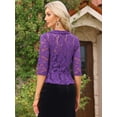 thumbnail image 3 of DARING DIVA Women's Lace Shrug Ruffle Cardigan Open Front Half Sleeve Bolero M Purple, 3 of 6
