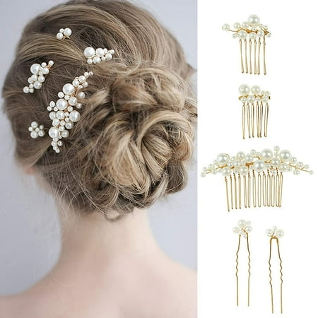 Pinces à Cheveux Ornées Perles Et Strass - Lot Pour Coiffure De Fête, Mariée, Soirée