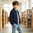 thumbnail image 6 of SERTGUTR Boys Waffle Knit Jacket Turn Down Collar Full Zipper Long Sleeve Pocket Design Solid Color Casual Top Everyday School Fall Winter Coat, 6 of 9