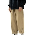 thumbnail image 3 of QATAINLAV Cargo Sweatpants for Men Baggy Wide Leg Lounge Pants Solid Color Casual Drawstring Work Trousers with Pockets Fall Clothes Today's Deals of the Day Khaki L, 3 of 10