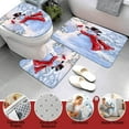 thumbnail image 3 of White Winter Cute Snowman Shower Curtain Set with Rugs,Snowman Couples in Forest Bathroom Set with Shower Curtains with Hooks, Waterproof Fabric Christmas Bathroom Decorations Shower Curtain Set, 3 of 6