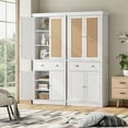 thumbnail image 2 of Homfa 72.4''H Tall Kitchen Pantry with 4 Doors, Large Drawer Storage Cabinet for Dining Room Living Room, White & Rattan, 2 of 9