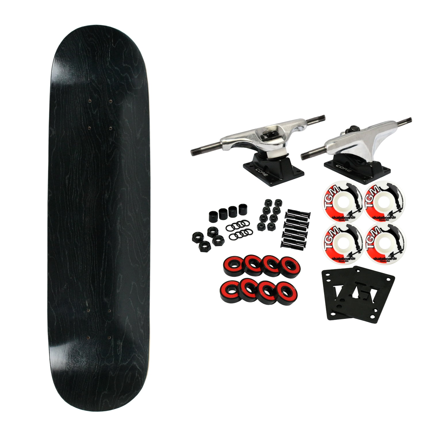 Moose Complete Skateboard STAINED BLACK 8.5&quot; Silver/White