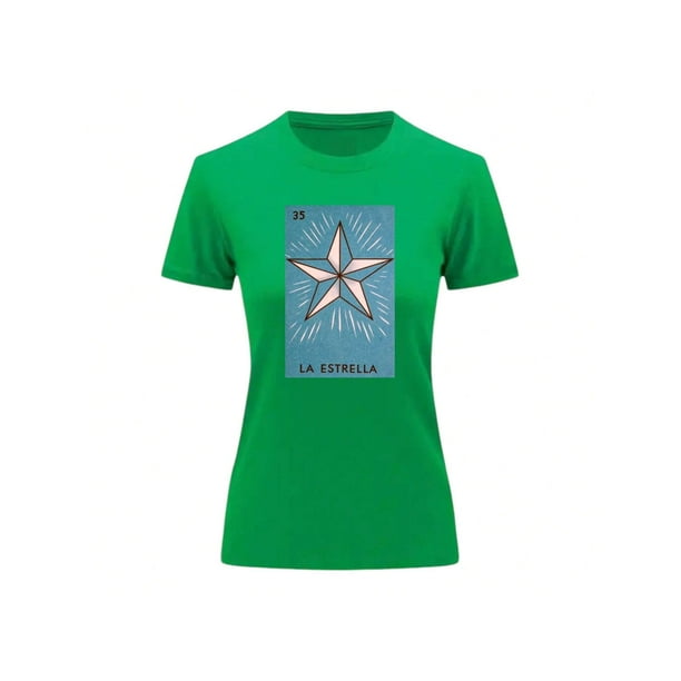 Playera Unisex De La Estrella De La Loteria Mexicana Color Verde Talla Chica Marca Emil SaEs