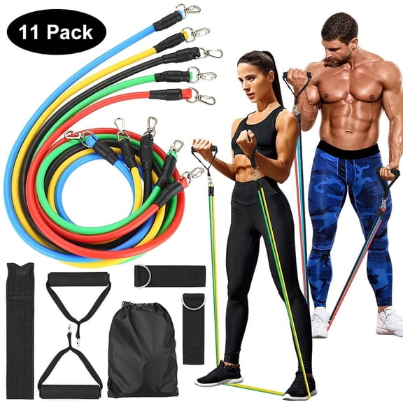 Exercise Fitness Resistance Bands Set Home Fitness Stretch Workout Fitness Set Bodybuilding Elastic Pull Rope Full Body Exercise Stretch Bands Waist Arm Leg Strength Training Yoga,11 Pcs