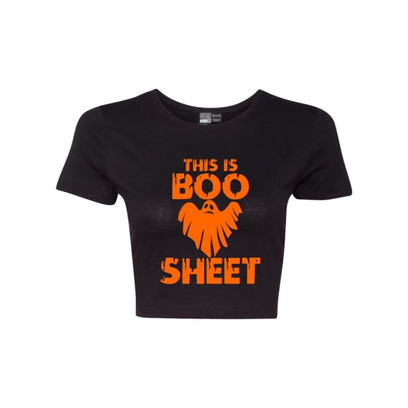 Crop Top Ladies This is Boo Sheet Funny Halloween Costume Then T-Shirt Tee