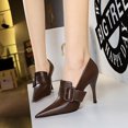 thumbnail image 2 of Zapatos de tacón medio de lujo para boda con hebilla de cinturón puntiaguda y tacón súper alto con copa de vino para mujer, 2 of 5