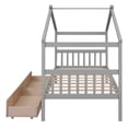 thumbnail image 4 of Yoneston Kids Twin Size Wooden House Bed with Drawers Storage, Grey, 4 of 7