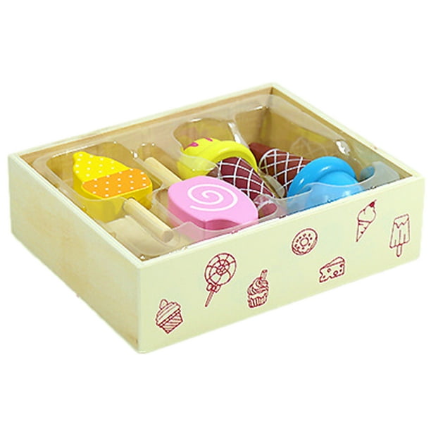 Topaty Wooden Ice Cream Set Ice Cream Toys for Toddlers Wooden Toy