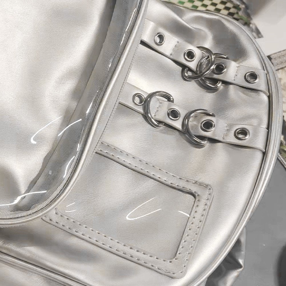 Vjnyvs Mini Transparent Backpack Pin Display Bags Lolita Shoulder Bag with Clear Window Casual Rucksack for Work Travel Sports