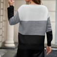 thumbnail image 5 of Women's Fashion Long Sleeve Color-Blocking Pullover Knitted Sweater, Modern and Warm, Perfect for Urban Style and Winter Activities,Gray,S, 5 of 5